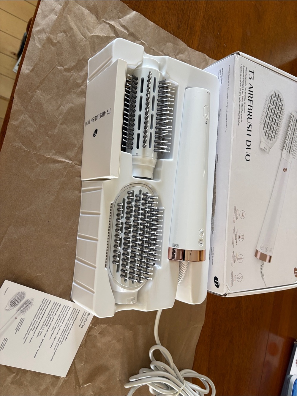 T3 White Hot Air Brush with Rose Gold Accent